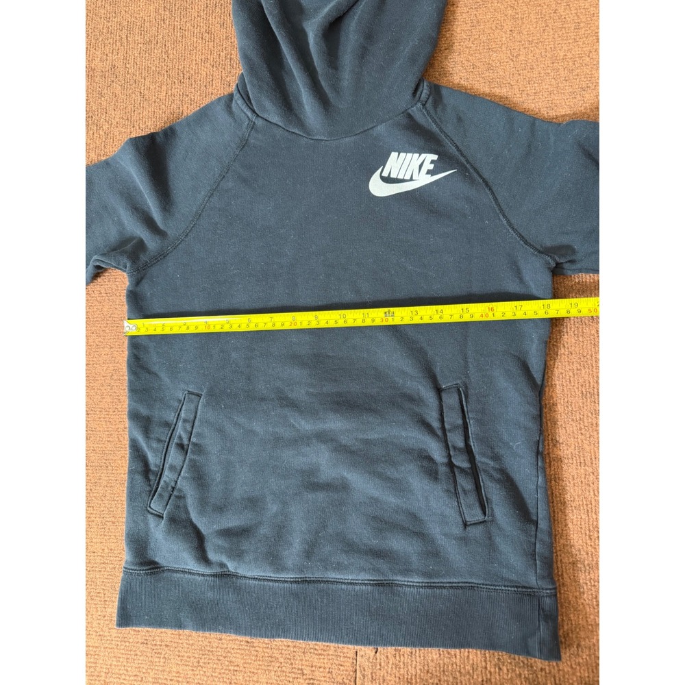 Nike Womens Funnel Neck Scuba Hoodie Black Fleece Pullover Small Raglan Logo - Picture 8 of 11
